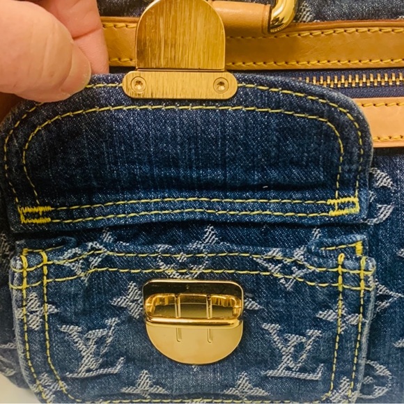 Louis Vuitton 2005 blue monogram denim Neo speedy handbag M95019 A++ Conditionπ - Picture 10 of 12